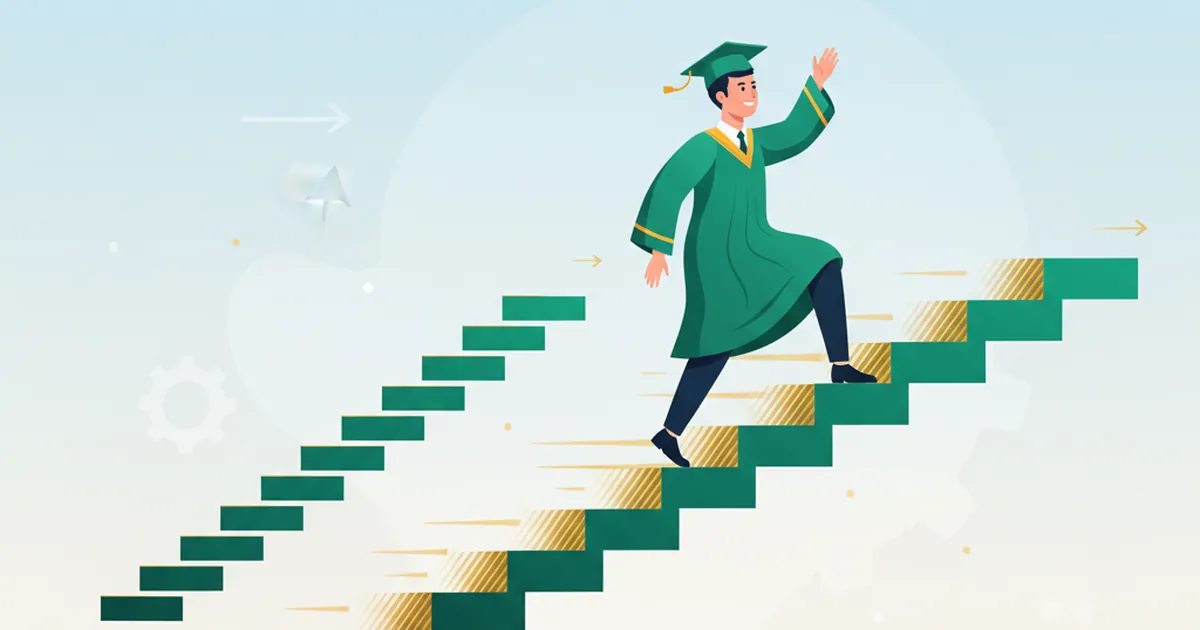 Graduate student in cap and gown representing the fast track from BSW to MSW