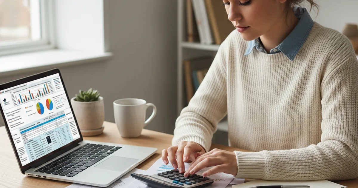 Student reviewing financial documents and calculating college costs