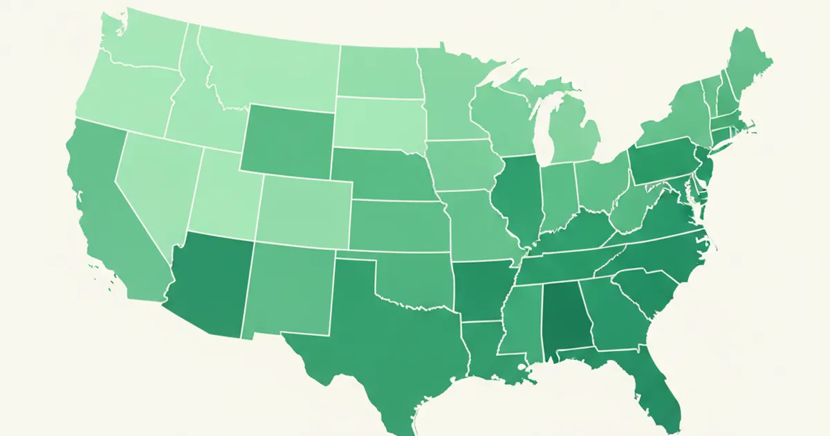 Map of the United States highlighting social work licensure requirements by state