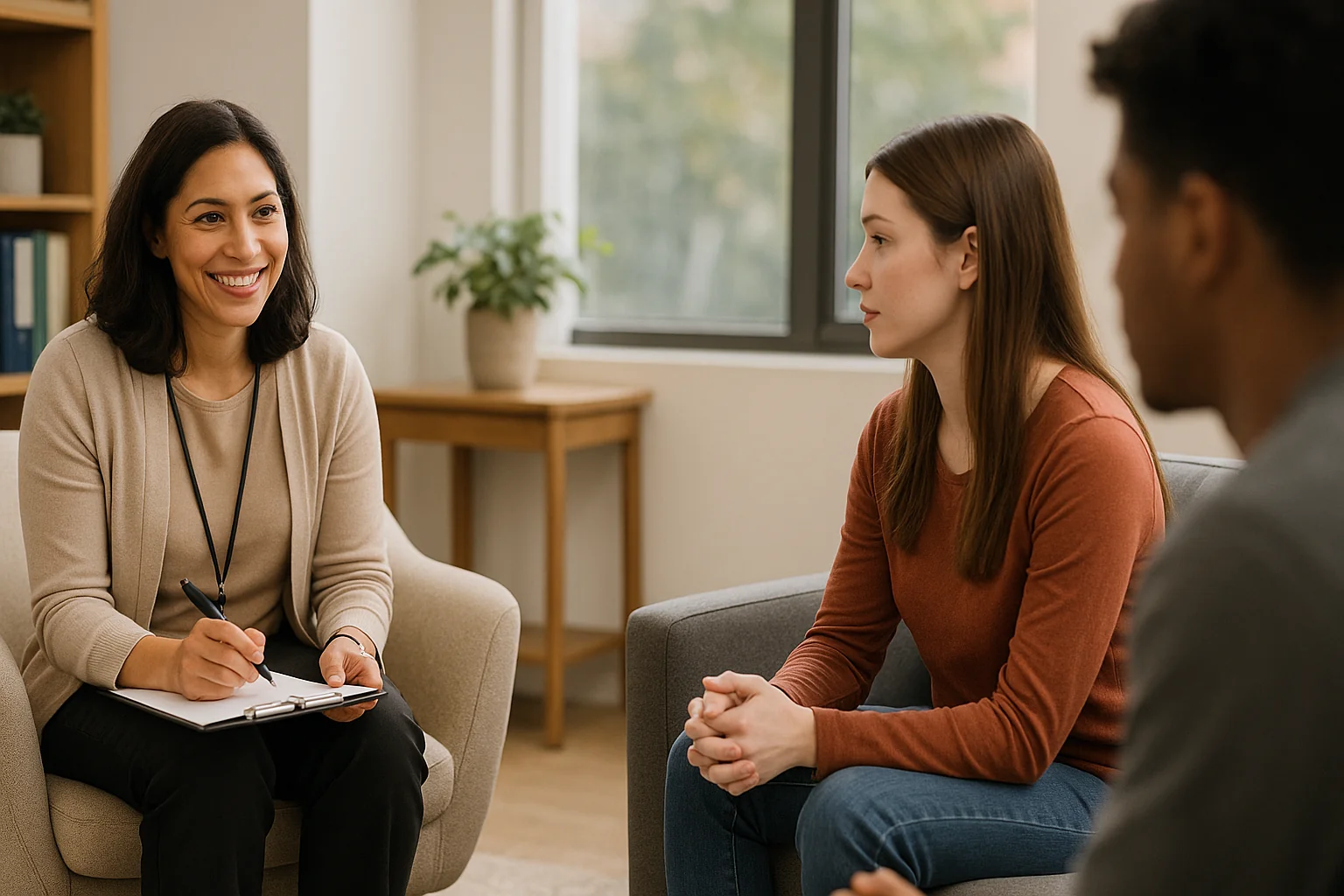 Mental health social worker providing therapy