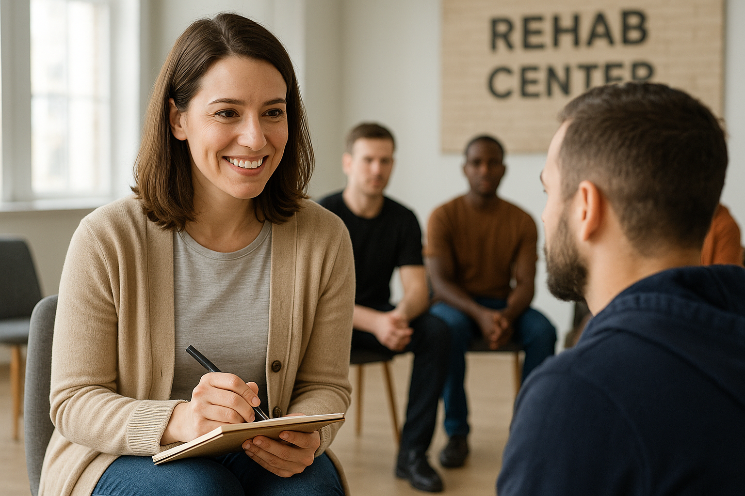 Substance abuse social worker providing addiction counseling